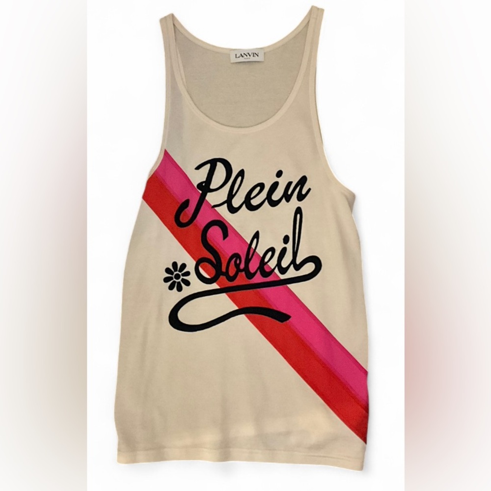 Lanvin Plein Soleil Tank Top Men’s Medium Off White Designer Sleeveless